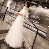 White banquet evening dress long  new fairy temperament dream student graduation adult dress