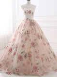 lemongor Charming Floral Organza Woman Formal Gowns,  Ball Gowns Pink Dress, Charming Party Dresses