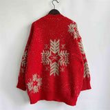 Momentlover Snowflake Pattern Long Sleeve Sweater