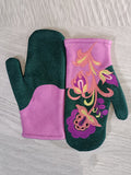 momentlover Casual Keep Warm Floral Embroidered Mittens