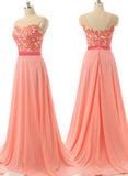 lemongor Peach Pink Chiffon and Lace Long Bridesmaid Dresses, Simple Bridesmaid Dresses 2k18, Long Formal Gowns
