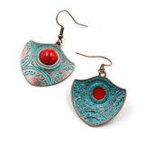 Fashion retro alloy red turquoise earrings