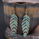 Fashion retro alloy leaf earrings