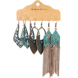 Round metal tassel retro earrings set combination