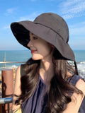 Momentlover Split-Joint Pleated Bowknot Sun Hat Fisherman Hat