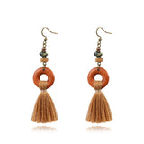 Long tassel earrings Creative wooden earrings