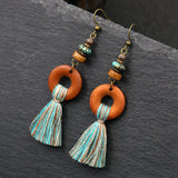 Long tassel earrings Creative wooden earrings
