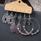 Three-piece set of teardrop-shaped dripping oil earrings