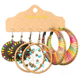 Round metal tassel retro earrings set combination
