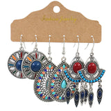 Three-piece set of teardrop-shaped dripping oil earrings
