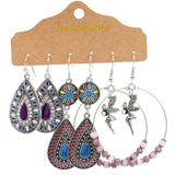 Three-piece set of teardrop-shaped dripping oil earrings