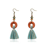 Long tassel earrings Creative wooden earrings
