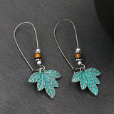 Fashion leaf inlaid color earrings