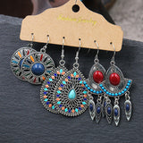 Three-piece set of teardrop-shaped dripping oil earrings