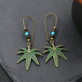 Fashion leaf inlaid color earrings
