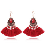 Fringed red earrings