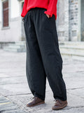 Momentlover Casual Loose Keep Warm Elasticity Solid Color Casual Pants Bottoms