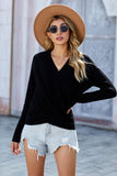 Momentlover V Neck Wrap Front Knitted Top