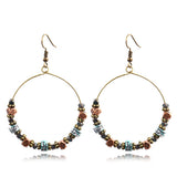 Bohemian large circle earrings with wooden bead shell