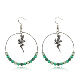 Bohemian large circle earrings with wooden bead shell