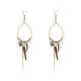 Bohemian large circle earrings with wooden bead shell