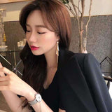 S925 silver needle long tassel earrings