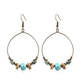 Bohemian large circle earrings with wooden bead shell