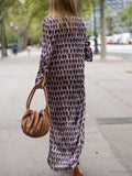 Momentlover Women Casual Loose Printed Deep V-Neck Maxi Dresses