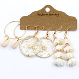 Bohemian gold large ring tassel earrings