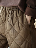 Momentlover Casual Loose Quilted Solid Color Padded Harem Pants