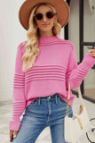 Momentlover Round Neck Openwork Long Sleeve Pullover Sweater
