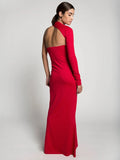 momentlover Stylish Skinny Asymmetric Hollow Backless One-Shoulder Maxi Dress