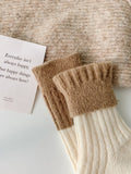 momentlover Pleated Elasticity Contrast Color Socks