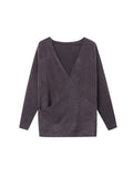 Momentlover Buttoned Asymmetric Loose Long Sleeves V-neck Sweater Tops