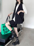 Momentlover Tied Waist Split-Joint Asymmetric Sleeveless Loose V-neck Vest Outerwear