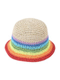 Momentlover Woven Striped Short Brim Contrast Color Sun-Protection Hats&Caps Fisherman Hat