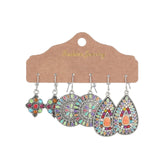 Retro water drop round geometric earrings