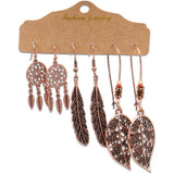 Retro water drop round geometric earrings