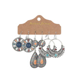 Retro water drop round geometric earrings