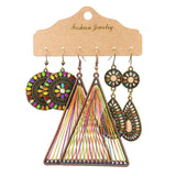 Retro water drop round geometric earrings