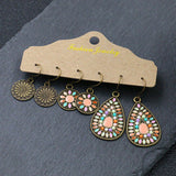 Retro water drop round geometric earrings