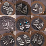 Peacock Flower Leaf National Wind Silver Earrings