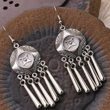 Peacock Flower Leaf National Wind Silver Earrings