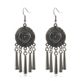 Peacock Flower Leaf National Wind Silver Earrings