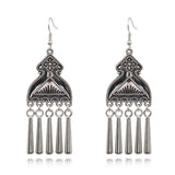 Peacock Flower Leaf National Wind Silver Earrings