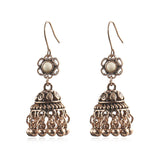 Vintage geometric round bead tassel earrings