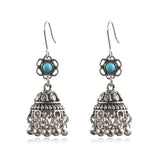Vintage geometric round bead tassel earrings