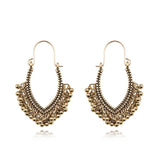 Vintage geometric round bead tassel earrings
