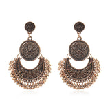 Vintage geometric round bead tassel earrings