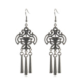 Peacock Flower Leaf National Wind Silver Earrings